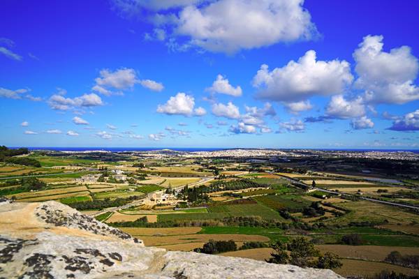 Wonderful panorama from Mdina ramparts, Malta