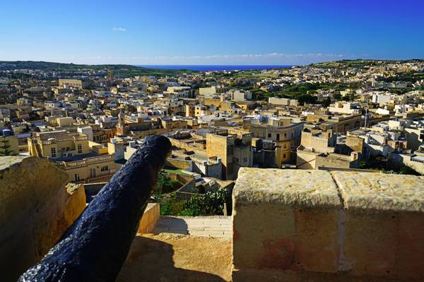 View from Citadella ramparts, Gozo, Malta