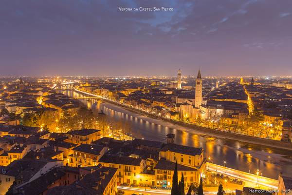 Verona da Castel San Pietro al crepscolo