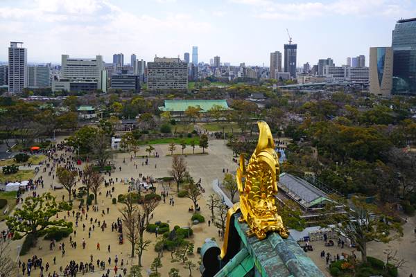 South view from Osaka Castle, Japan