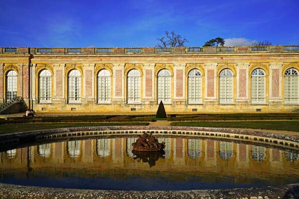 Grand Trianon reflecting in the basin, Versailles, Paris