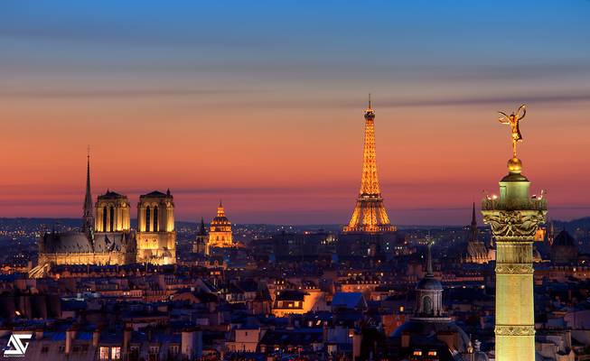 Paris from Bastille @ sunset