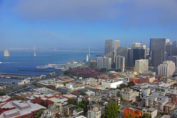 Bay Bridge & San Francisco skyline from Coit Tower