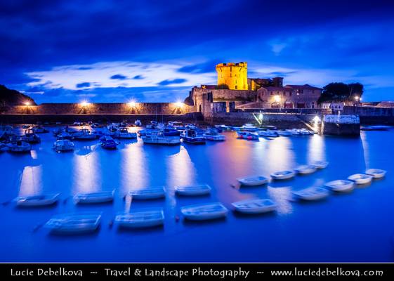 France - Cote Basque - Medieval Fort Socoa - Dusk - Twilight - Blue Hour
