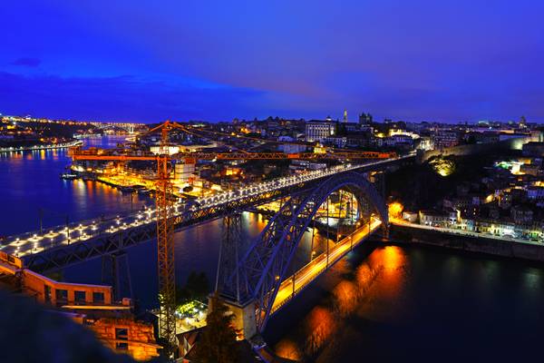 Porto at the blue hour. Luís I Bridge