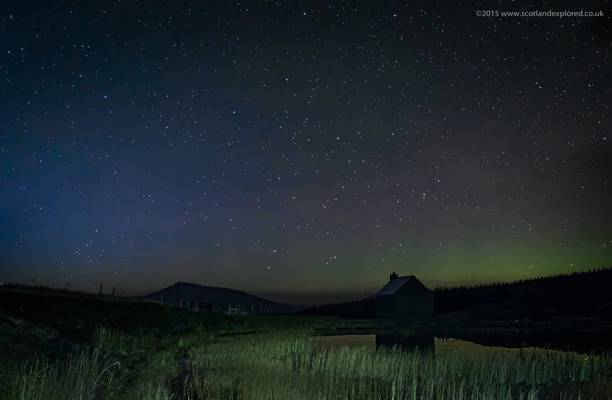 Schiehallion and the little hut by night with a little touch of Aurora