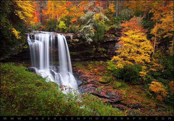 Autumn Waterfall Dry Falls - Highlands NC Waterfalls