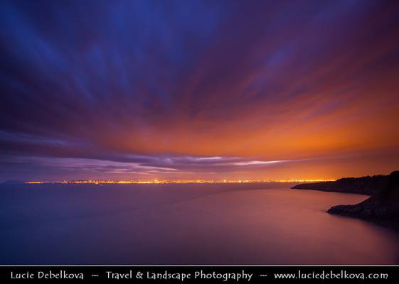 Ireland - Éire - View of Dublin from Howth Head during Dramatic Sunset - Dusk