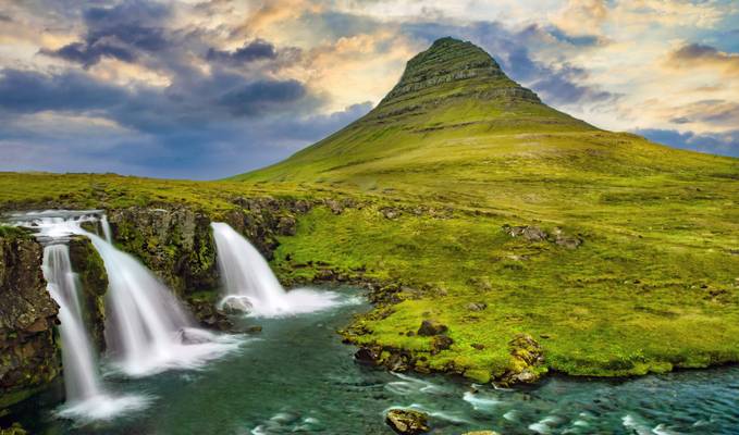 "Kirkjufellsfoss and Kirkjufell" Iceland