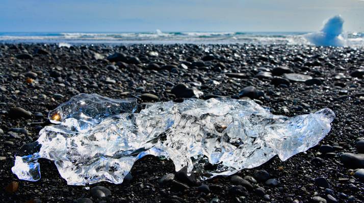"Diamond Beach" Iceland   NOTE the capture of the sun’s reflection in the top left corner of the ice (pure luck)