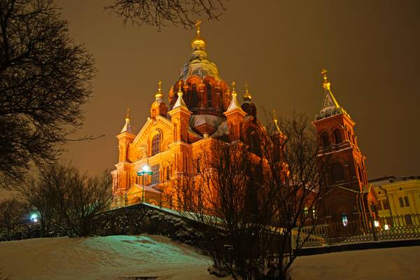 Helsinki by night. Uspenski Cathedral