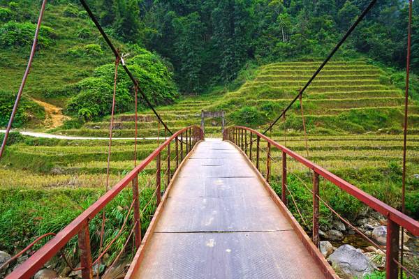 Suspension bridge in Lao Chai, Sapa, Vietnam