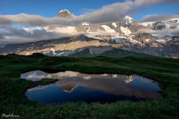 Eiger & Mönch behind clouds