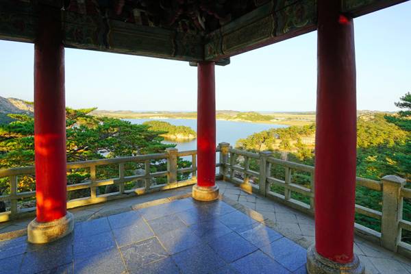 Samilpo Lake view from the Pavilion on the top, North Korea