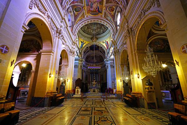 Gozo Cathedral interior, Victoria, Malta