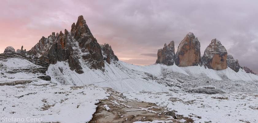 Sunrise on Paterno e Tre Cime