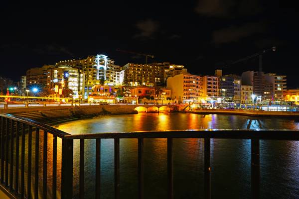 Balluta Bay by night, Malta