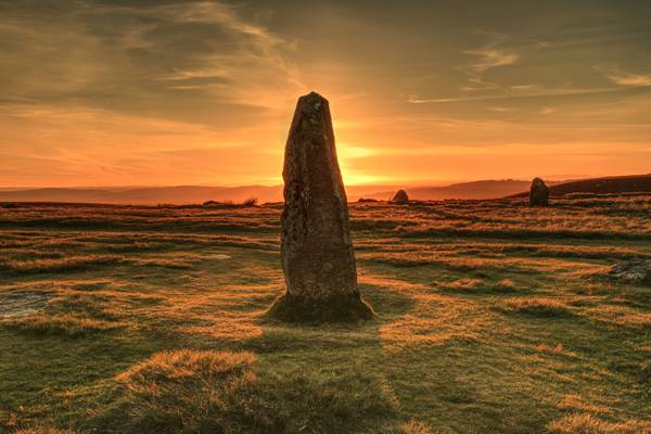 Michell's Fold Stone Circle at sunset