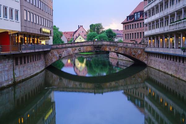 Fleischbrücke & its reflection, Nuremberg