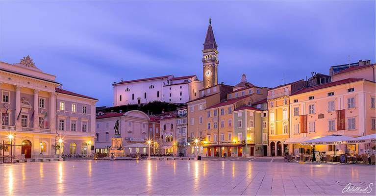 Tartini Square in Blue, Slovenia
