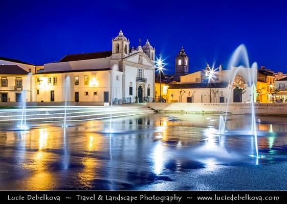 Portugal - Algarve - Lagos - Igreja de Santa Maria - Santa Maria Church at Dusk - Twilight - Blue Hour