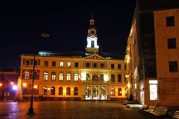 Riga by night. Town Hall