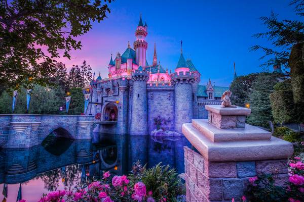 Disneyland Castle At Sunset