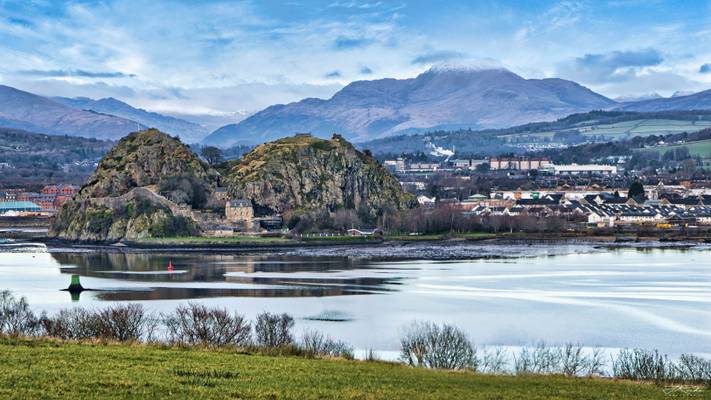 Dumbarton Rock, & Ben Lomond, Scotland.