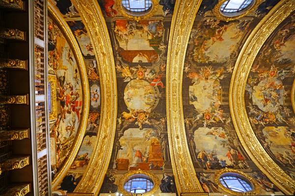 Grand frescoes on the vault of St John's Co-Cathedral, Malta