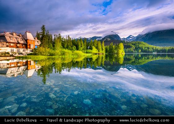 Slovakia - Slovak Republic - Hight Tatras - Vysoke Tatry - Štrbské pleso - Large glacial mountain lake - Very early morning light