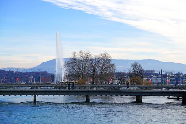 The Rhône river mouth, Geneva, Switzerland