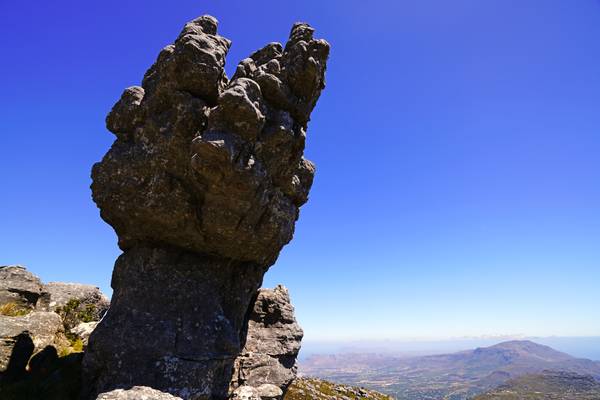 Spectacular fancy rock next to the Table Mountain trail, South Africa