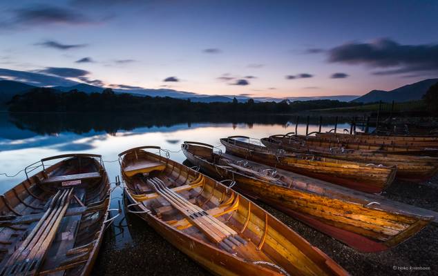 Keswick rowing boats at dusk