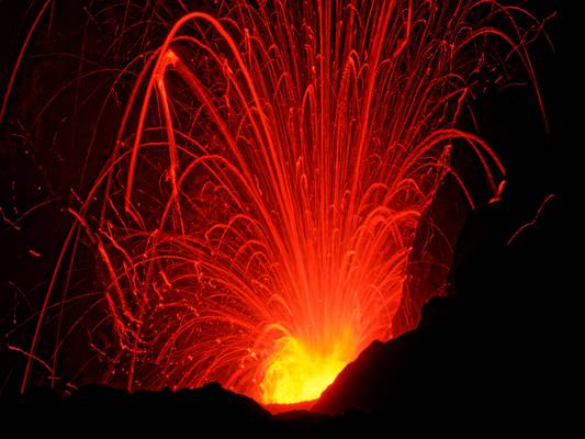 Lava trails at Mount Yasur Volcano, Tanna, Vanuatu