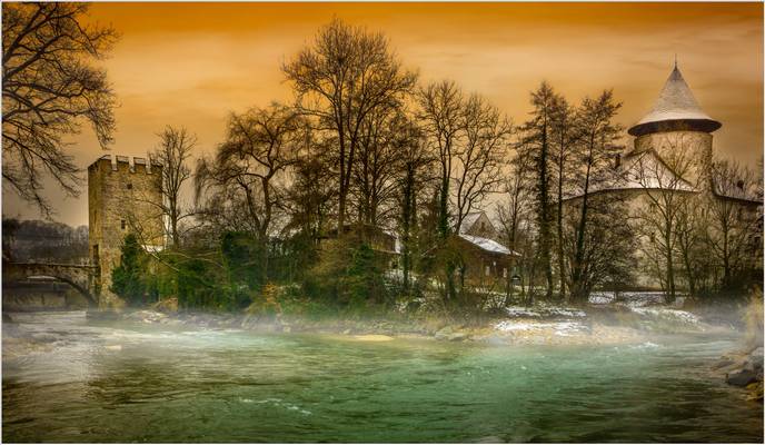 Zwingen castle on a winter day.