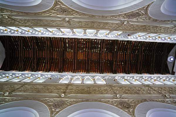 The wooden ceiling of the Synagogue of Santa María la Blanca, Toledo