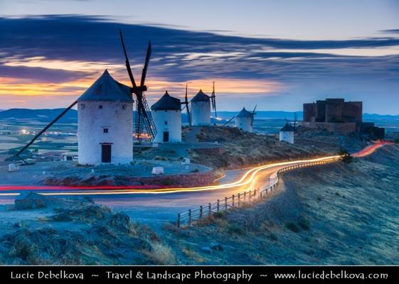Spain - Castilla-La Mancha - Toledo - Consuegra Windmills at Sunset