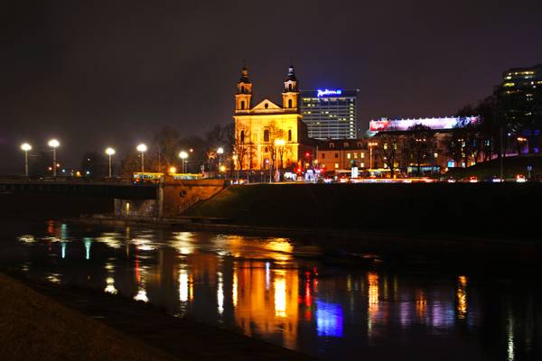 Vilnius by night. Church of St. Rafael