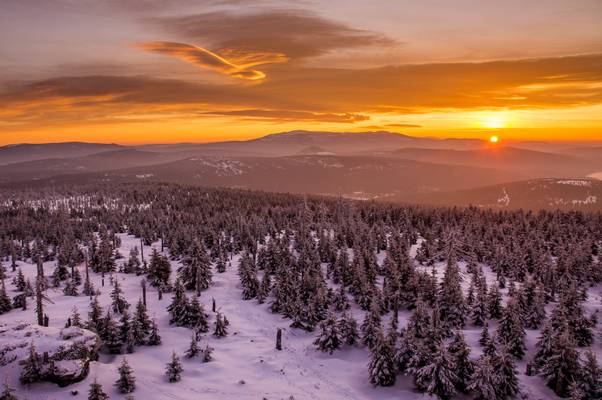 New Year sunrise from the Jizera Mountain
