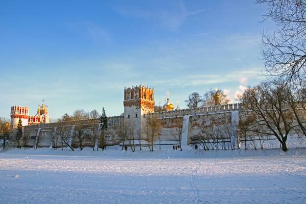 Frozen pond in front of Novodevichy Convent, Moscow