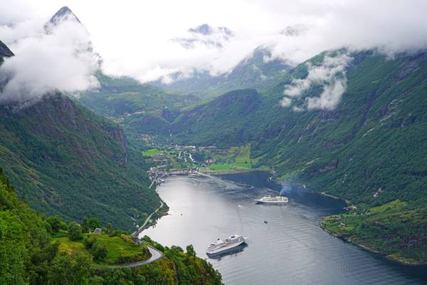 Geirangerfjord wonderful panorama from the Eagle Road, Norway