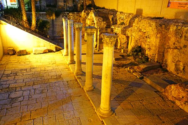 The Cardo by night, main Roman Street of the Old Jerusalem