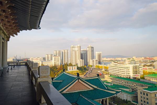 The balcony of Grand People's Study House, Pyongyang