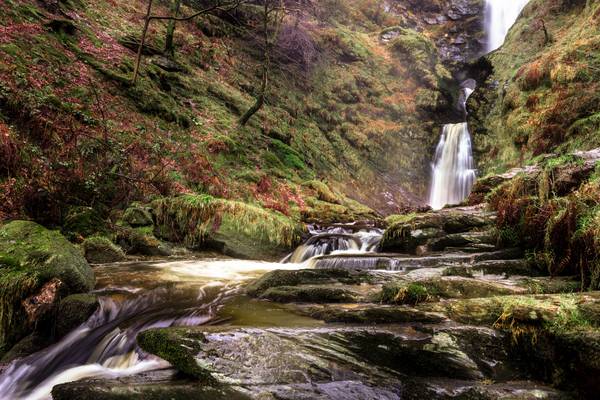 Pistyll Rhaeadr waterfall in Wales UK