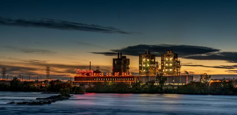 Sunset looking across the River from Tulsa's Gathering Place