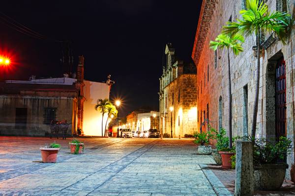 Old Town of Santo Domingo by night, Dominican Republic