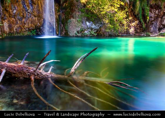 Croatia - Plitvice Lakes National Park - UNESCO World Heritage Site - Waters flowing over limestone & chalk