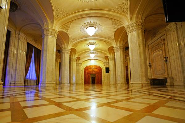 Marble hall with pillars, Palace of Parliament, Bucharest