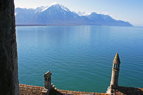 Lake Geneva view from Chillon Castle