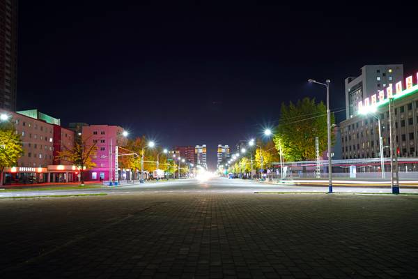 Pyongyang by night. Sungri Street